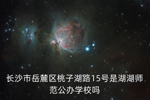 桃子湖是哪个高中的学区房，长沙市岳麓区桃子湖路15号是湖湖师范公办学校吗