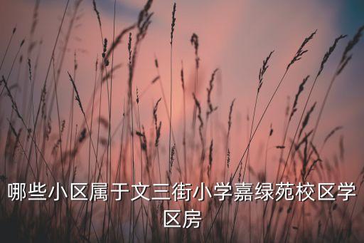哪些小区属于文三街小学嘉绿苑校区学区房