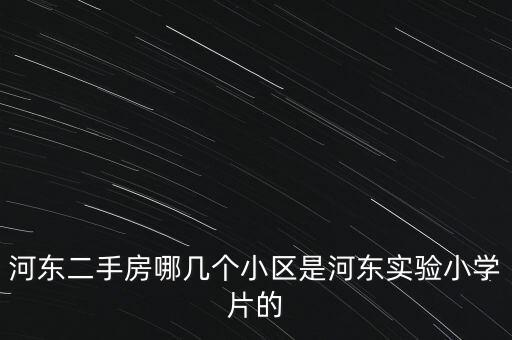 河东二手房哪几个小区是河东实验小学片的