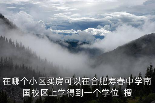 在哪个小区买房可以在合肥寿春中学南国校区上学得到一个学位 搜