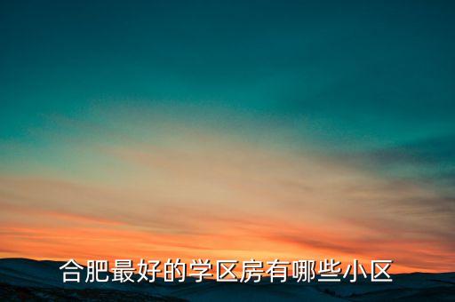 合肥最好的学区房有哪些小区