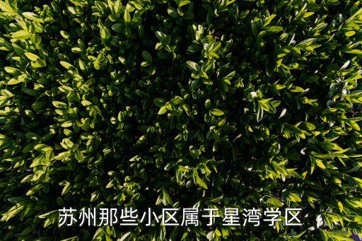 苏州那些小区属于星湾学区