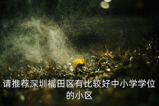 请推荐深圳福田区有比较好中小学学位的小区