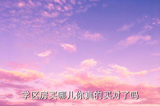 学区房买哪儿你真的买对了吗