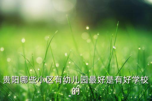贵阳哪些小区有幼儿园最好是有好学校的