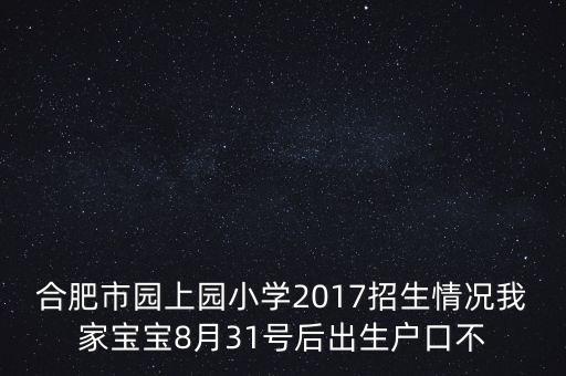 合肥市园上园小学2017招生情况我家宝宝8月31号后出生户口不