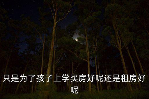 只是为了孩子上学买房好呢还是租房好呢