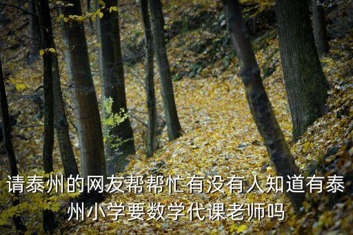请泰州的网友帮帮忙有没有人知道有泰州小学要数学代课老师吗