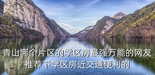 青山哪个片区的学区房最强万能的网友推荐下学区房近交通便利的