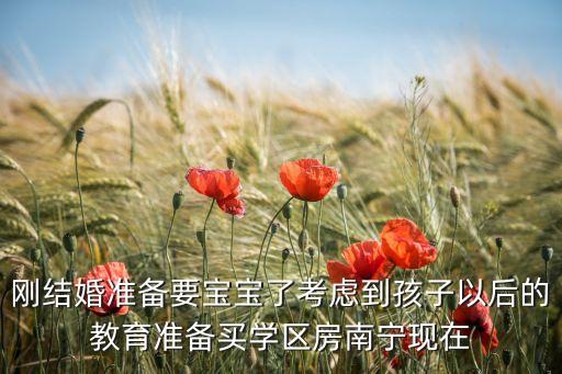 刚结婚准备要宝宝了考虑到孩子以后的教育准备买学区房南宁现在