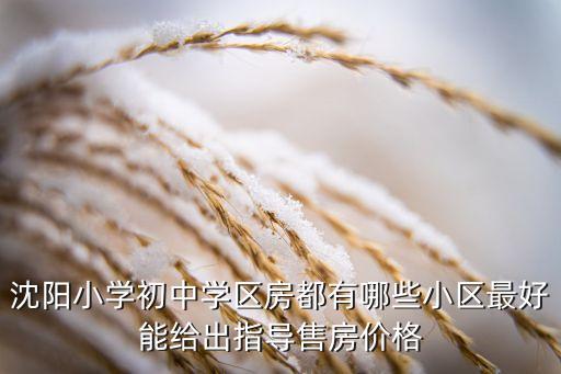 十里海是哪个中学的学区房，沈阳小学初中学区房都有哪些小区最好能给出指导售房价格