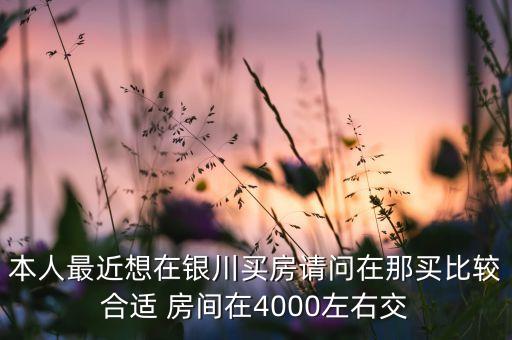 本人最近想在银川买房请问在那买比较合适 房间在4000左右交
