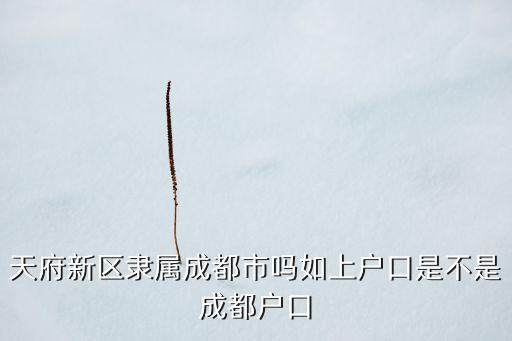 天府新区隶属成都市吗如上户口是不是成都户口