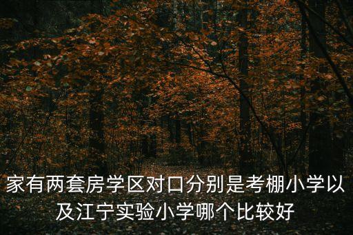 家有两套房学区对口分别是考棚小学以及江宁实验小学哪个比较好