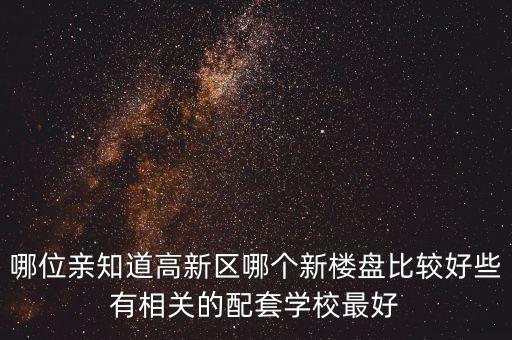哪位亲知道高新区哪个新楼盘比较好些有相关的配套学校最好