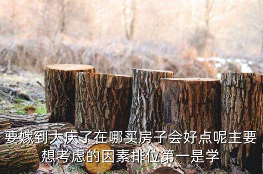 要嫁到大庆了在哪买房子会好点呢主要想考虑的因素排位第一是学