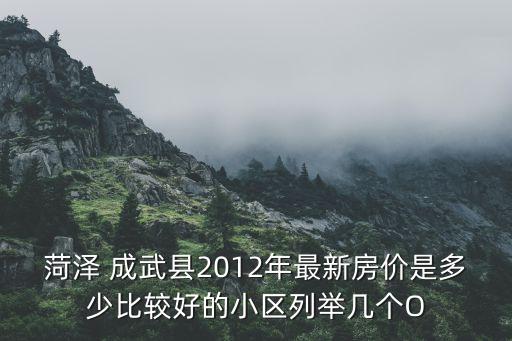菏泽 成武县2012年最新房价是多少比较好的小区列举几个O