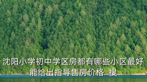 沈阳小学初中学区房都有哪些小区最好能给出指导售房价格  搜