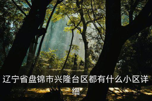 辽宁省盘锦市兴隆台区都有什么小区详细