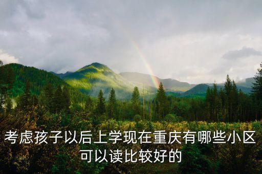考虑孩子以后上学现在重庆有哪些小区可以读比较好的