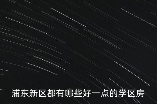 浦东新区都有哪些好一点的学区房