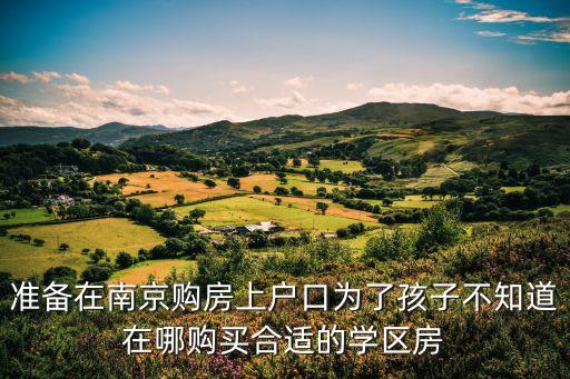 准备在南京购房上户口为了孩子不知道在哪购买合适的学区房
