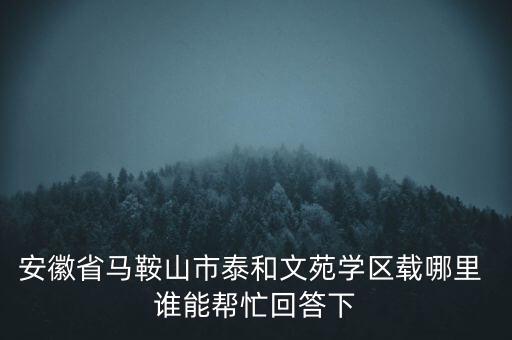 安徽省马鞍山市泰和文苑学区载哪里 谁能帮忙回答下