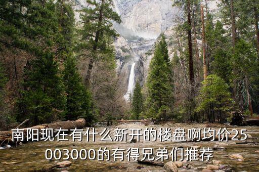 南阳现在有什么新开的楼盘啊均价25003000的有得兄弟们推荐
